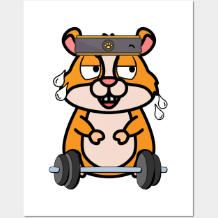 Cute hamster is exercising Posters and Art